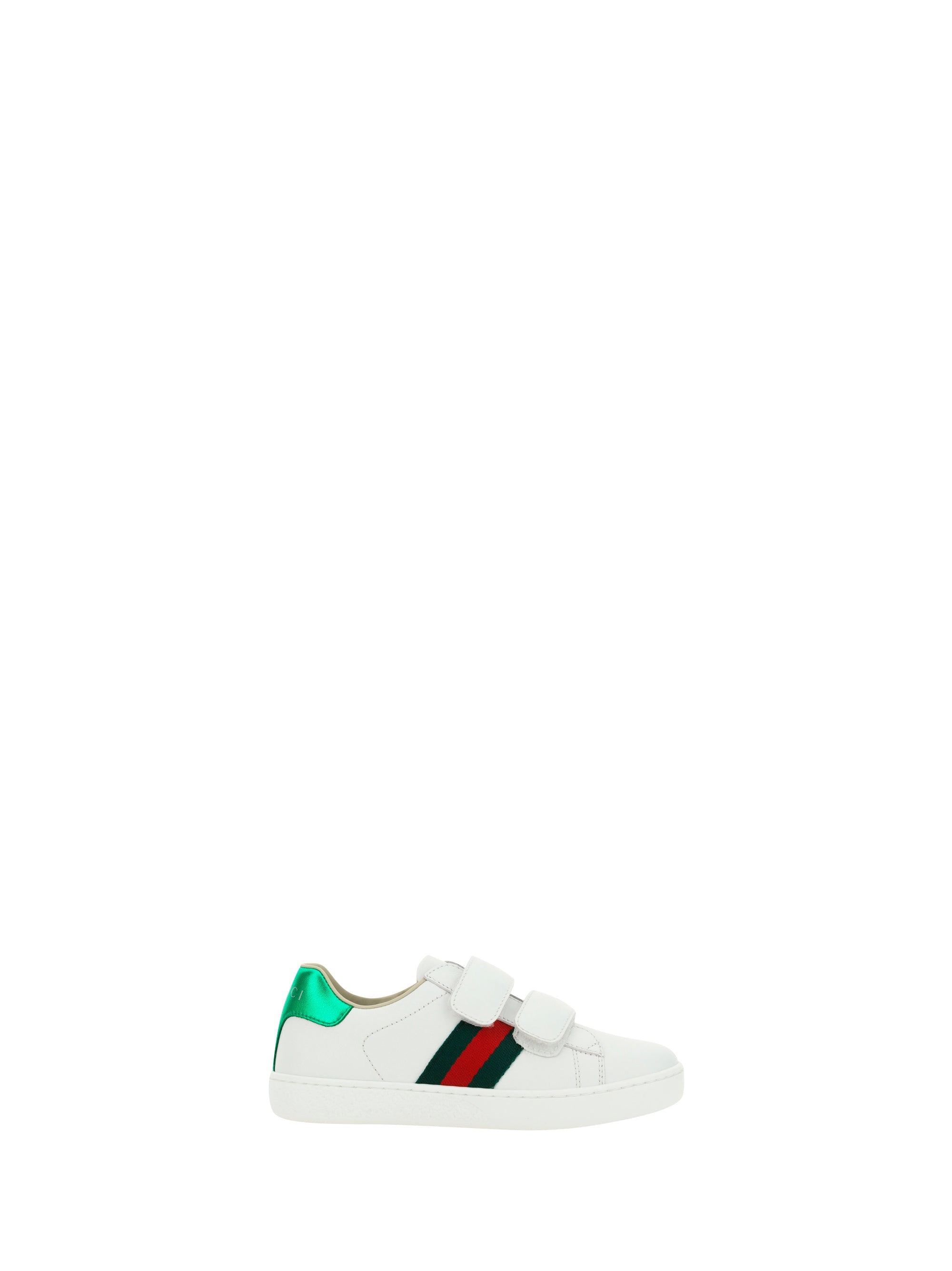 Gucci Web-Striped Leather Sneaker — White