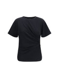 Pinko Draped Cotton-Elastane T-Shirt — Black