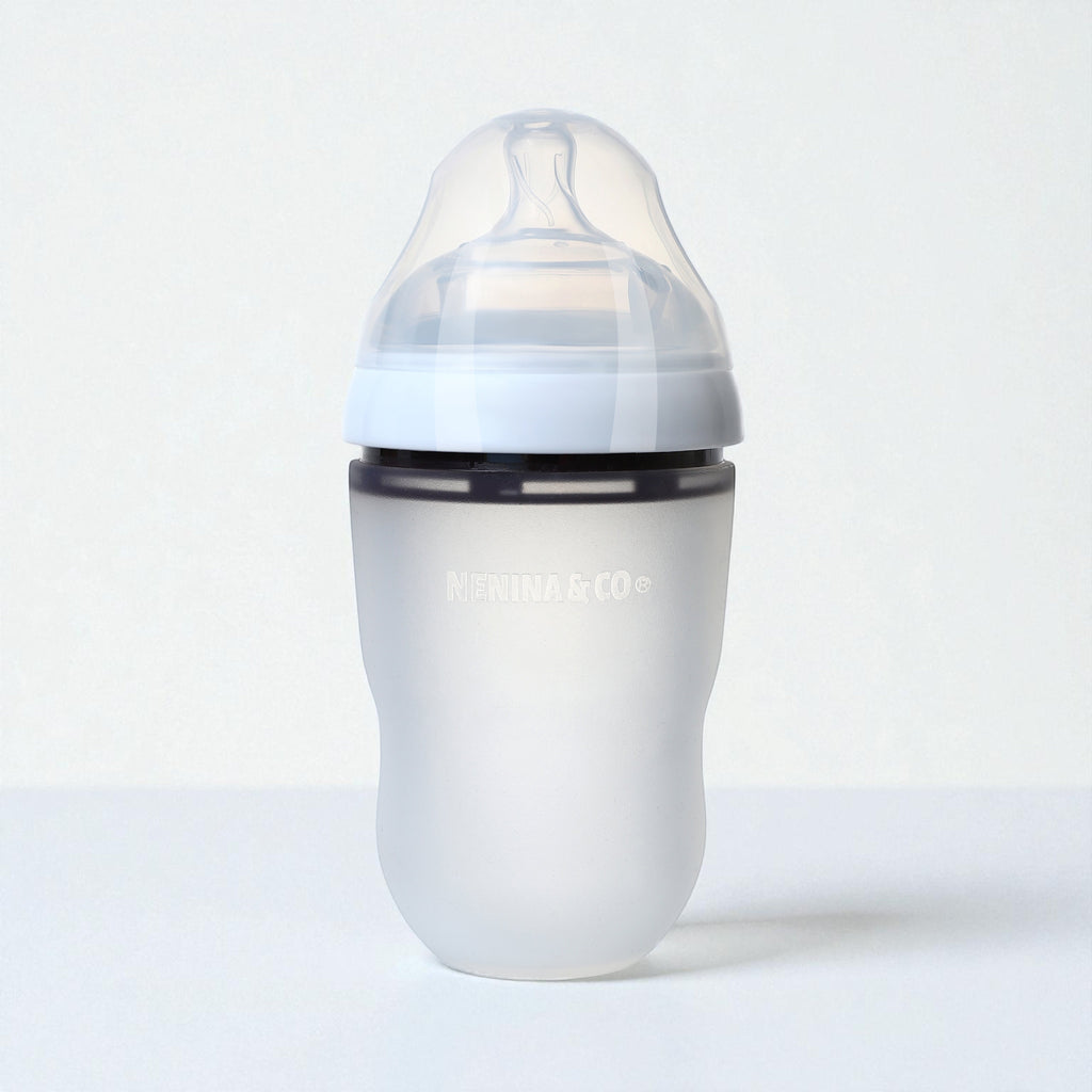 Pack Biberon Blanco flujo lento + Chupete Clásico Gris Nenina & Co