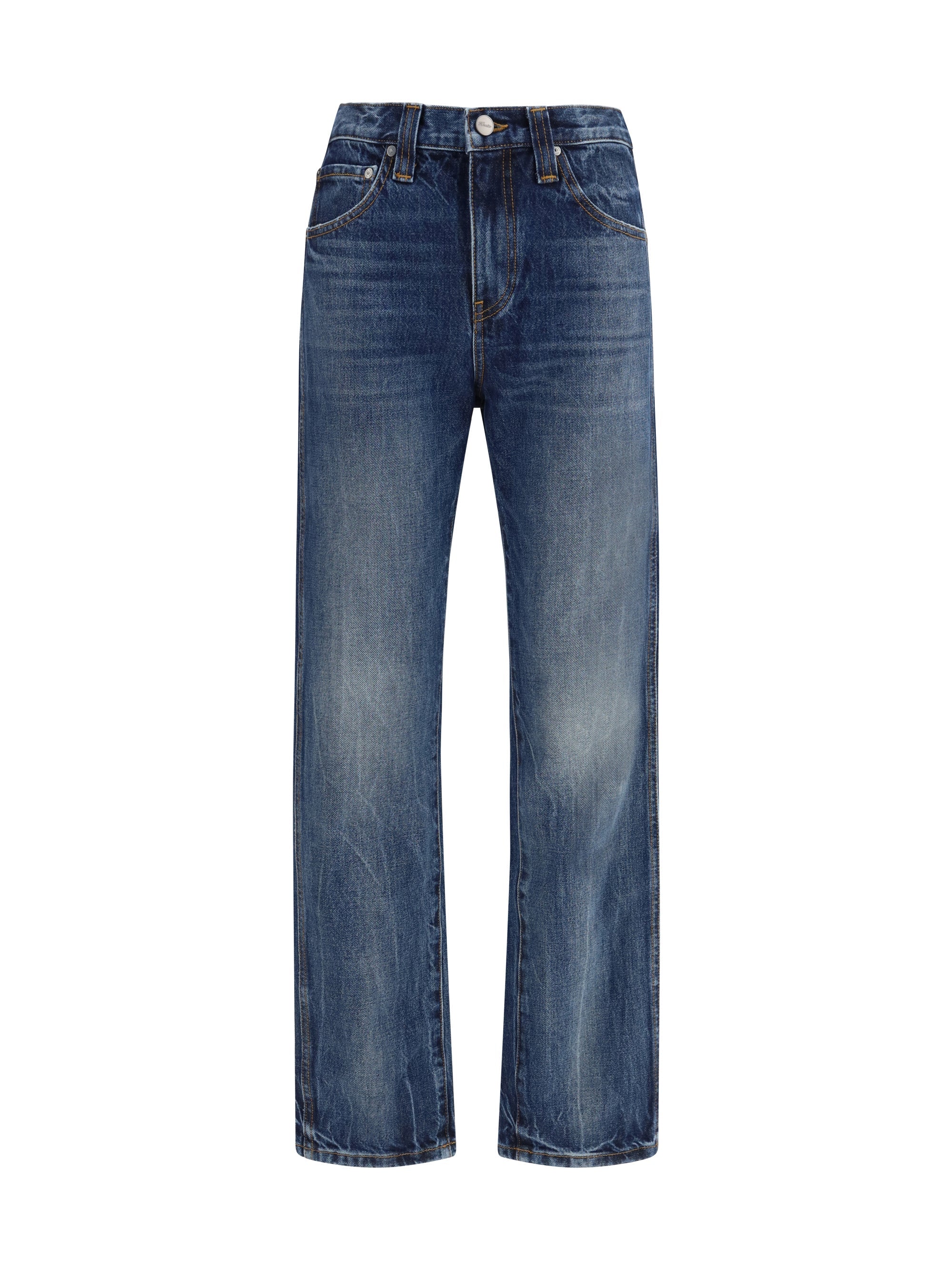 Khaite High-Rise Cotton Jeans — Blue
