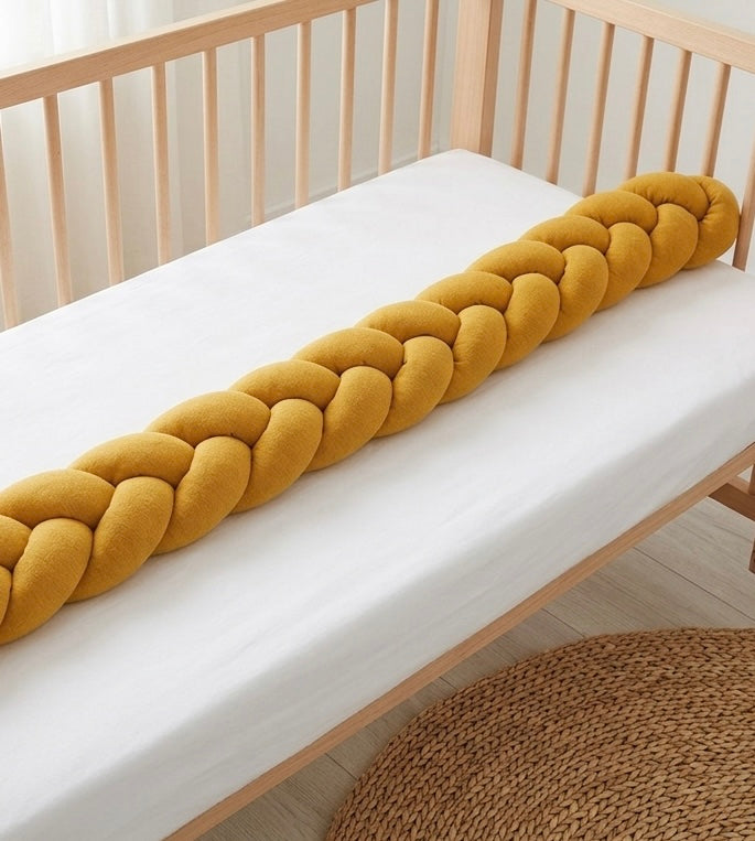 Mustard Cotton Crib Braid 180cm - Softness and Safety for Babies