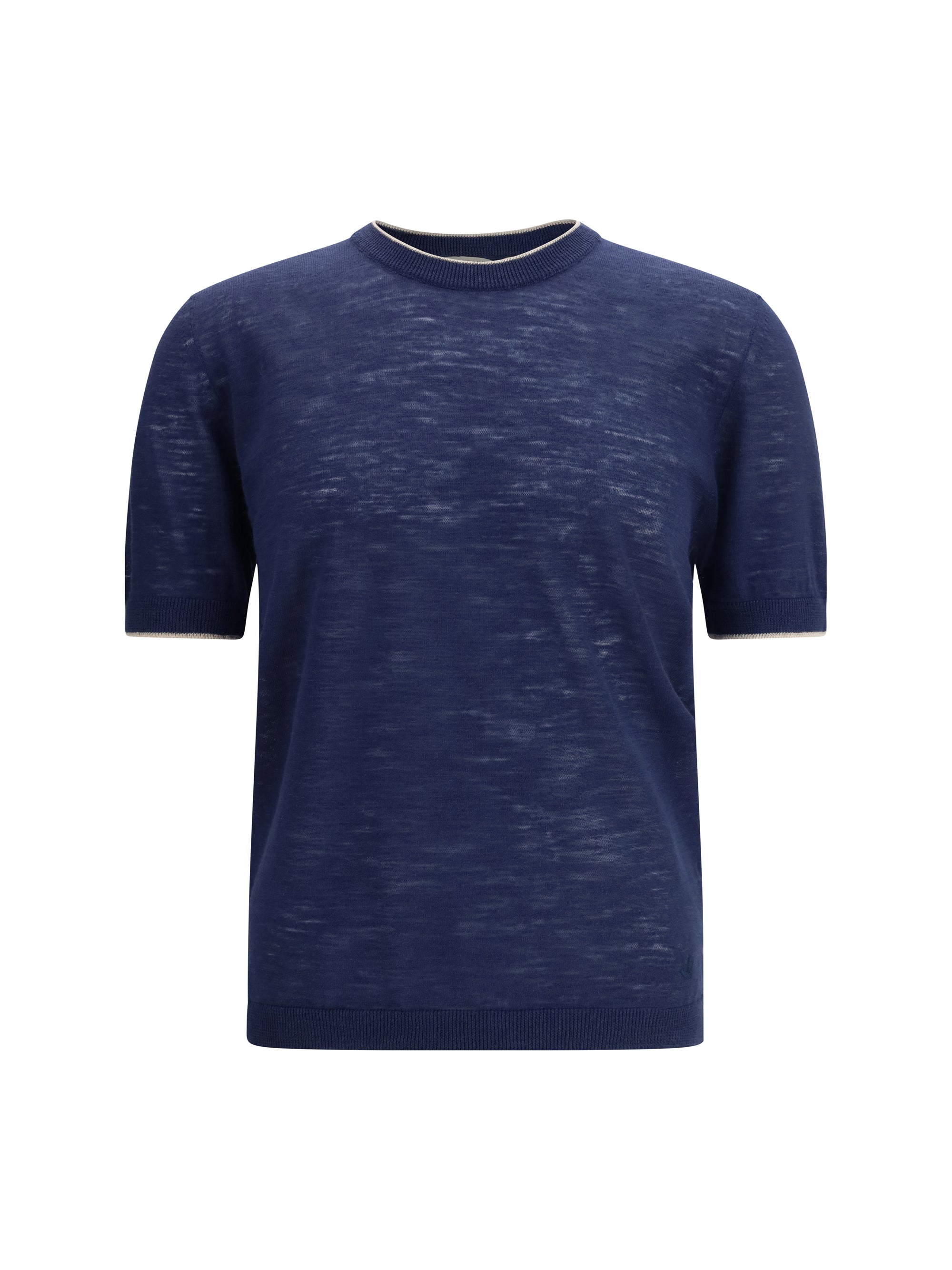 Brooksfield Linen Blend Crew Neck Sweater — Navy