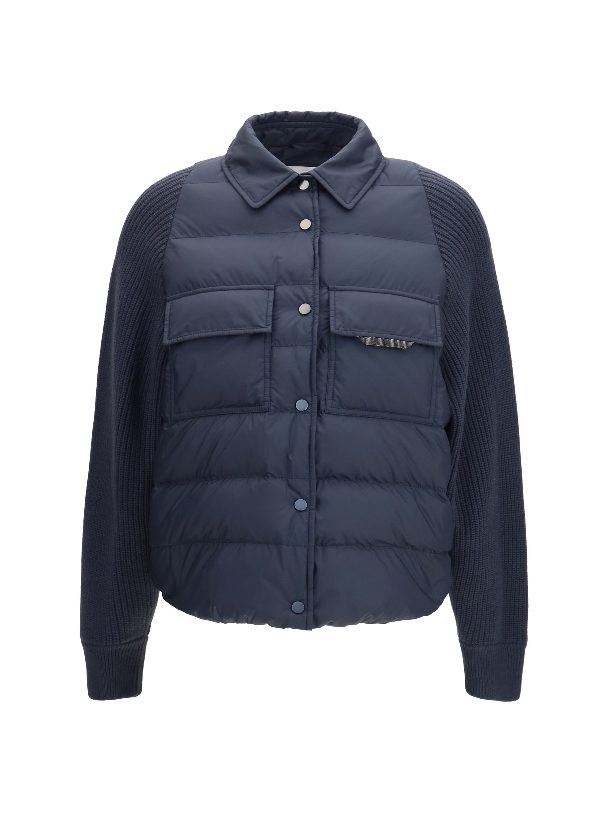 Brunello Cucinelli Hybrid Padded Down Jacket — Navy