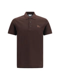 Burberry Equestrian Knight Embroidered Cotton Piqué Polo Shirt — Brown