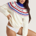 Lounge Underwear Fairisle Knitted Jumper - Cream/Red