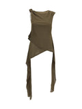 Ganni Asymmetrical Knot Tunic — Green