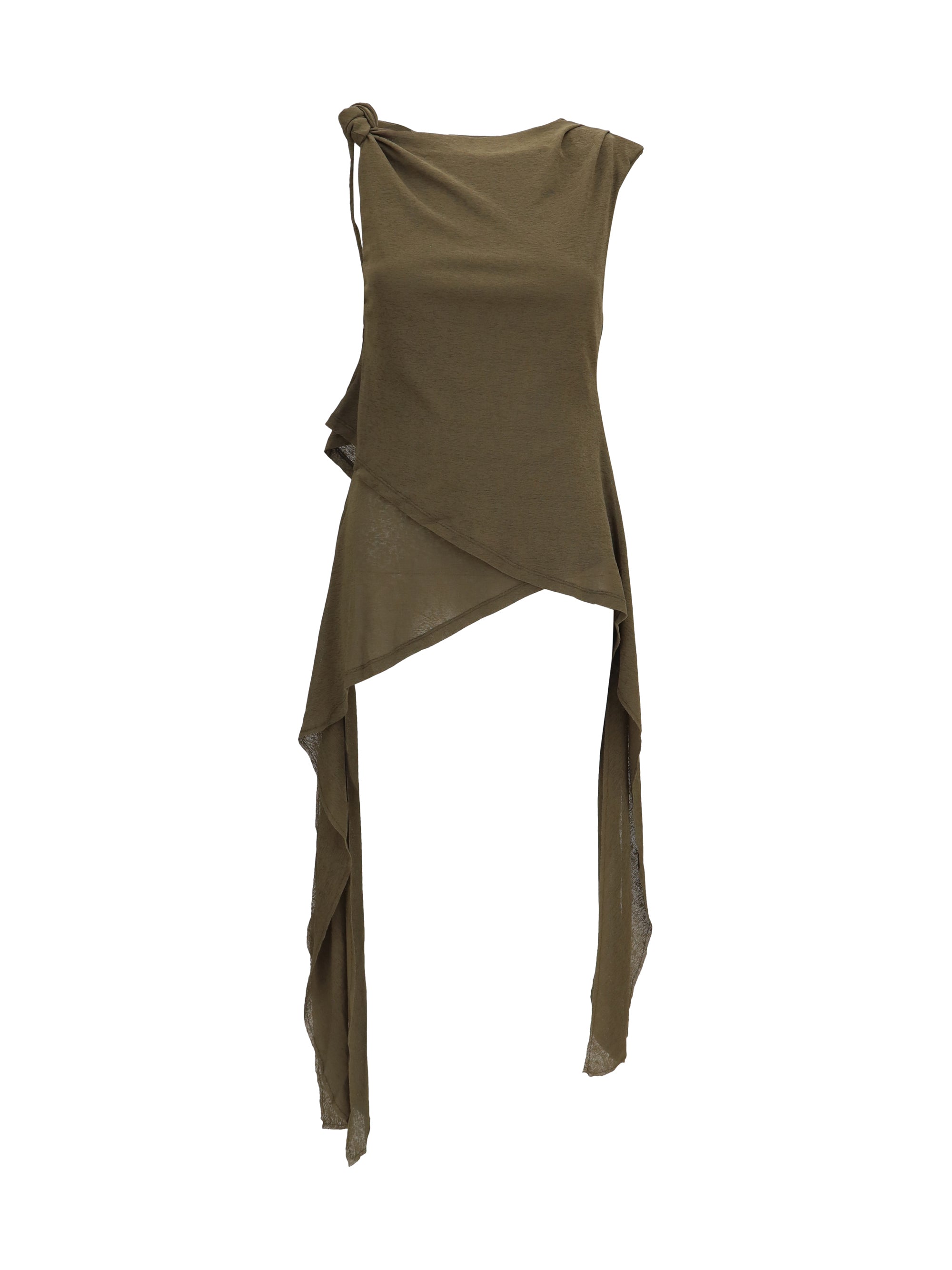 Ganni Asymmetrical Knot Tunic — Green