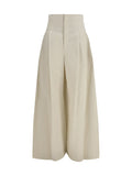 Brunello Cucinelli Pleated Wide-Leg Trousers — Beige