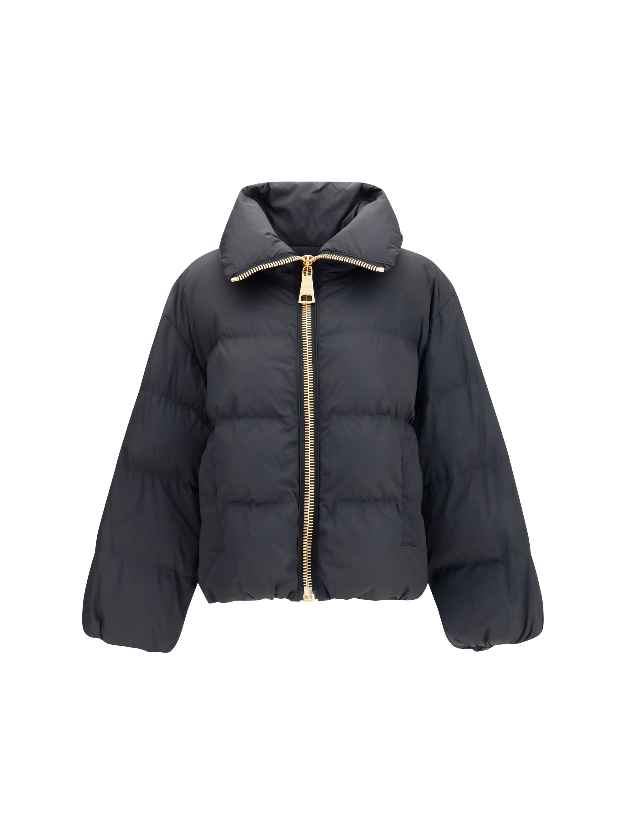 Balmain Quilted Padded High-Neck Down Jacket — Black