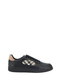 Burberry Leather with Burberry Check Panel Sneaker — Black
