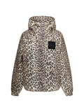 Ganni Leopard-Print Nylon Raincoat — Beige