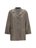 Gucci GG Monogram Silk Twill Shirt — Beige