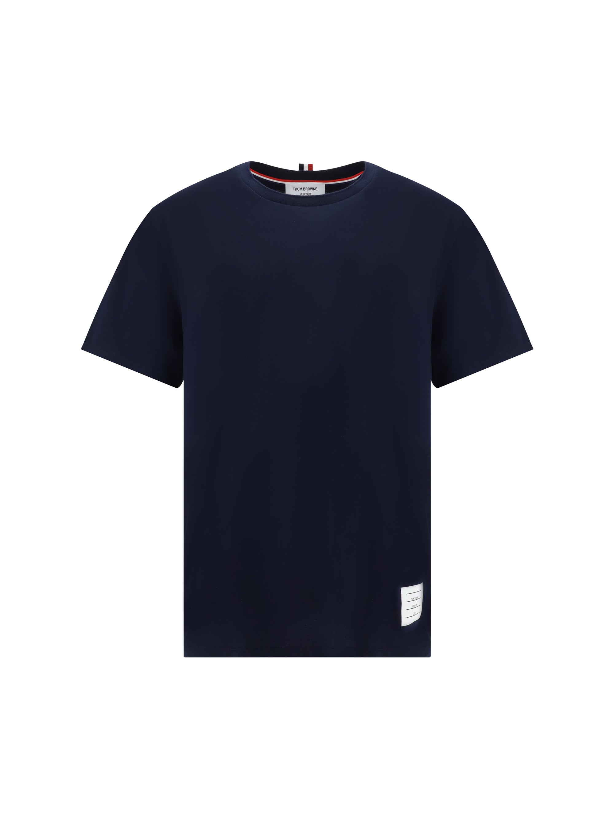 Thom Browne Ribbed Crew Neck T-Shirt — Navy