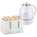 Dual-Speed Breakfast Combo: 4-Slice Toaster & 1.7L Quick-Boil Kettle, Cream White