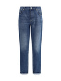 Brunello Cucinelli Cuffed Cotton Jeans — Blue
