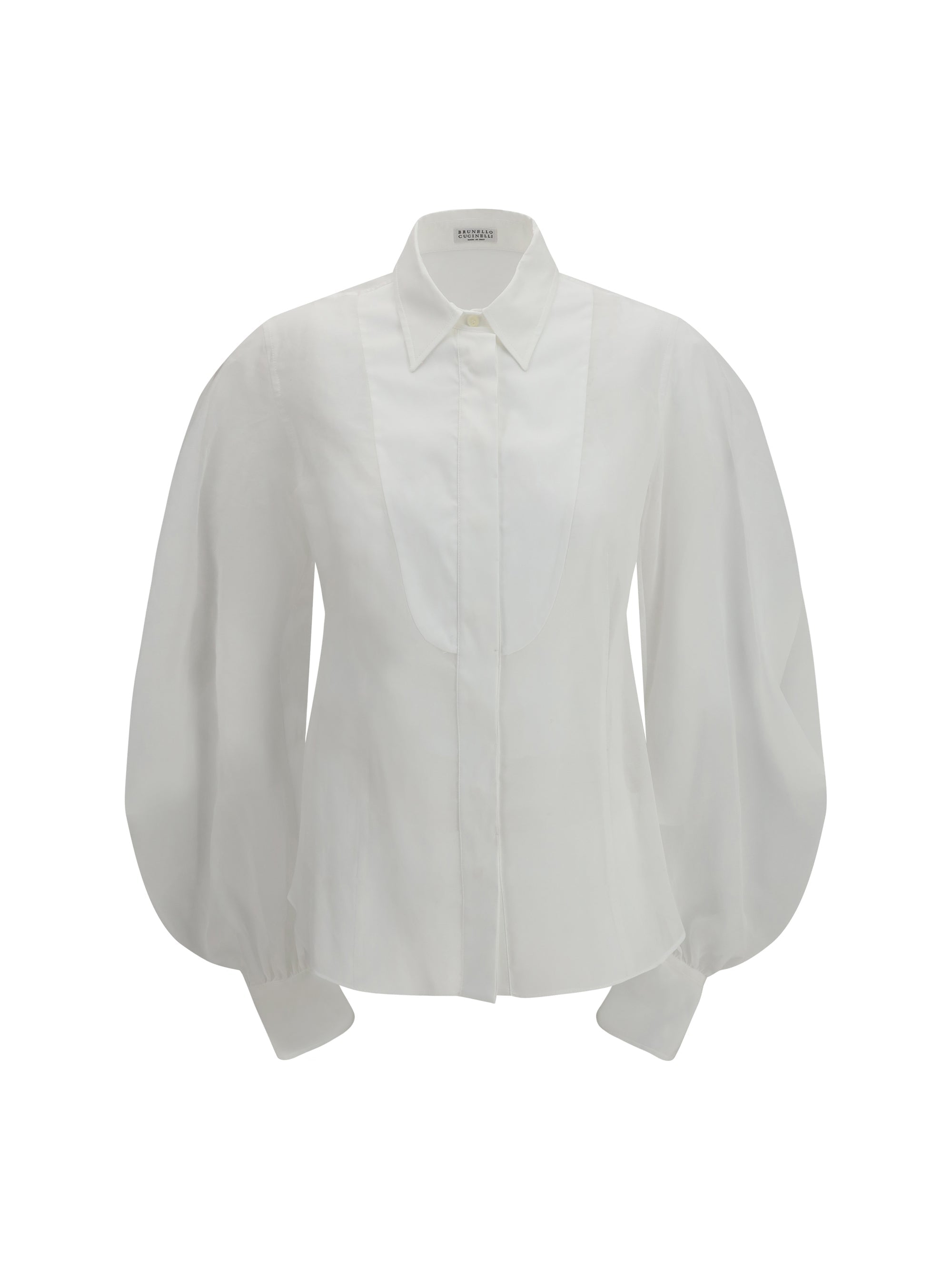 Brunello Cucinelli Lantern Sleeve Shirt — White