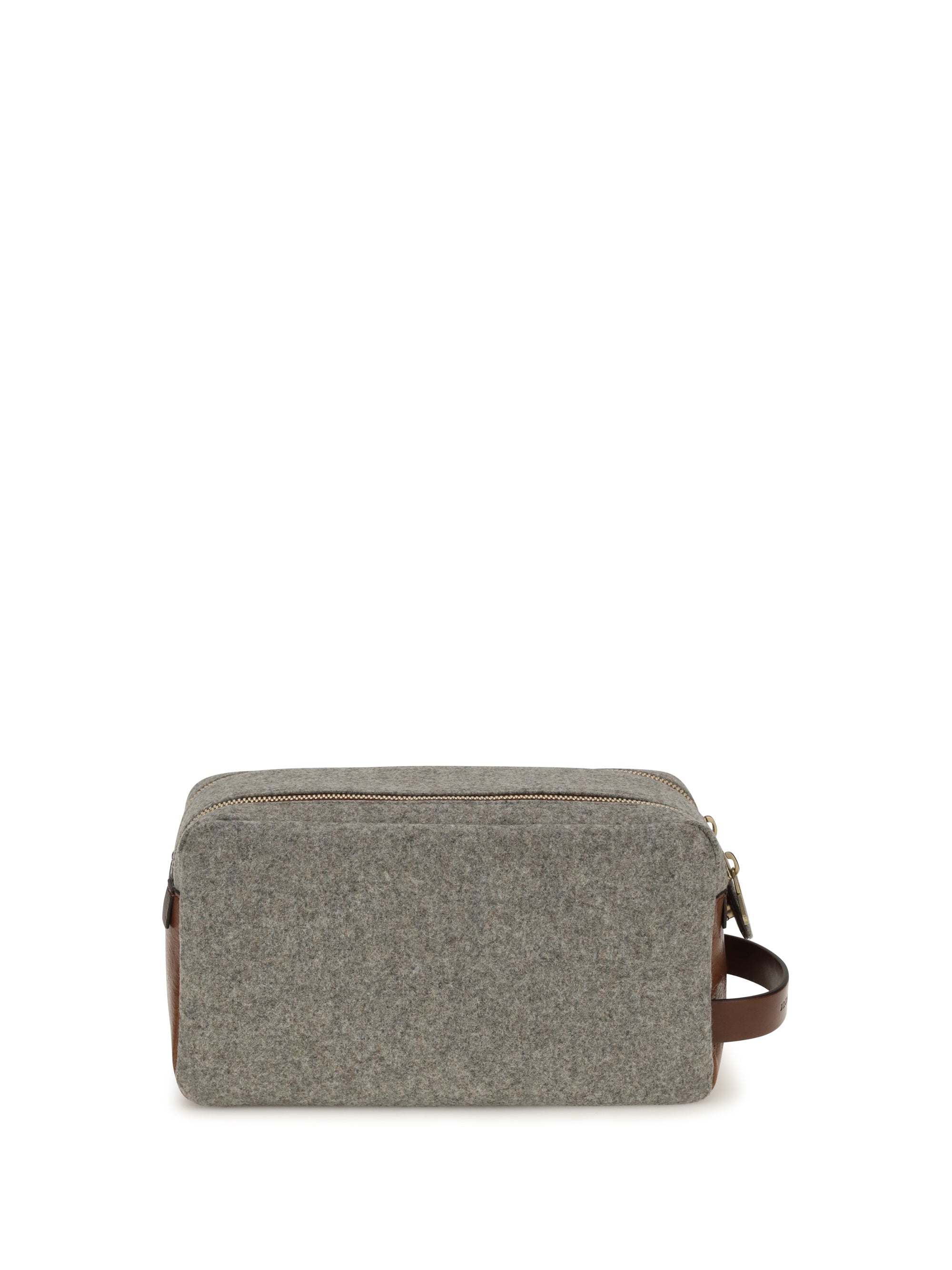 Brunello Cucinelli Wool Fleece Travel Wallet — Gray