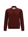 Valentino Merino Wool Long-Sleeve Polo — Burgundy