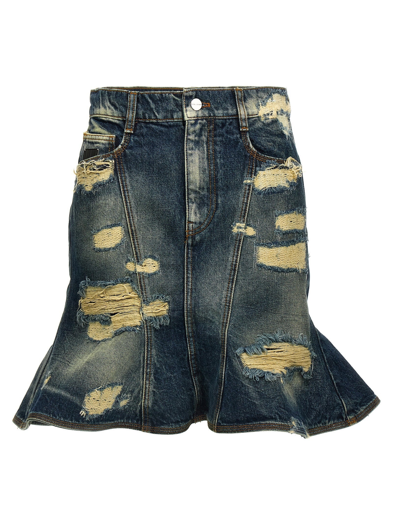 Marc Jacobs Distressed Denim Skirt — Blue