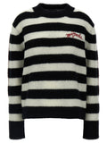 Marc Jacobs Striped Alpaca Wool Blend Sweater — Black