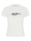 Camiseta con logo bordado Off White — Blanco