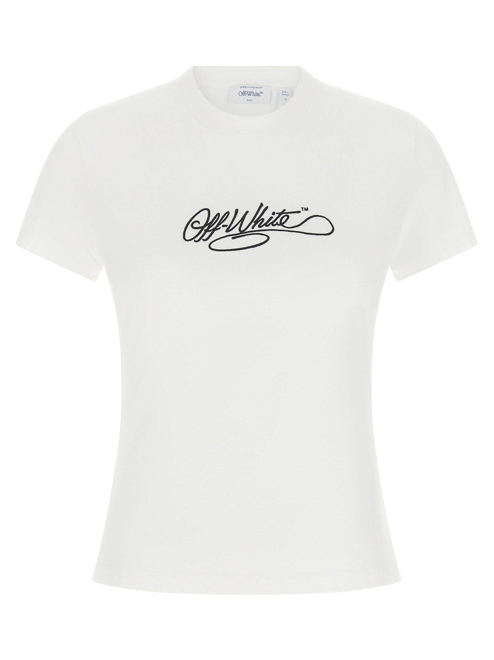 Camiseta con logo bordado Off White — Blanco