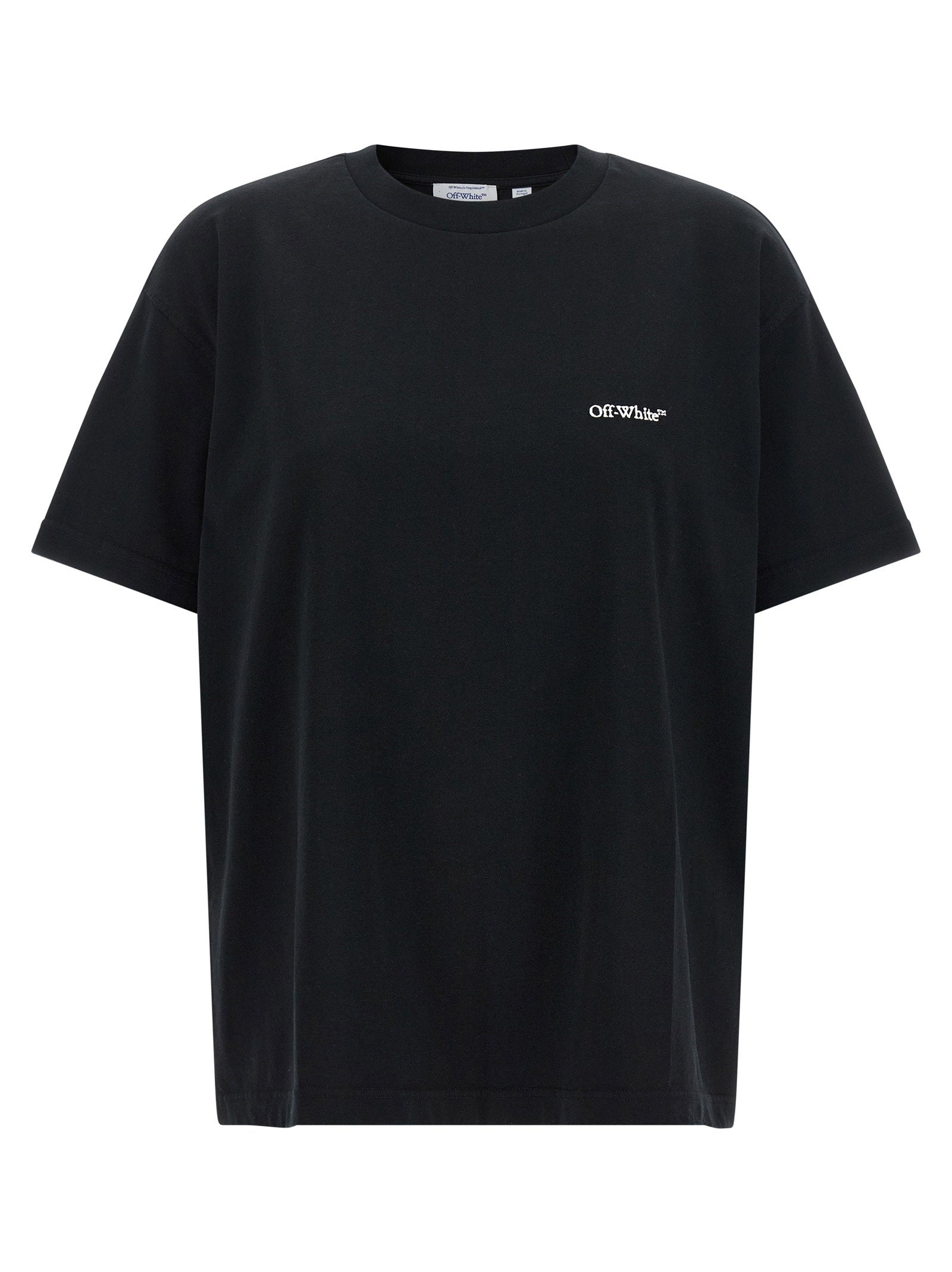 Off White Logo-Embroidered Cotton T-shirt — Black