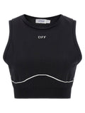 Off White Logo-Embroidered Knit Tank Top — Black