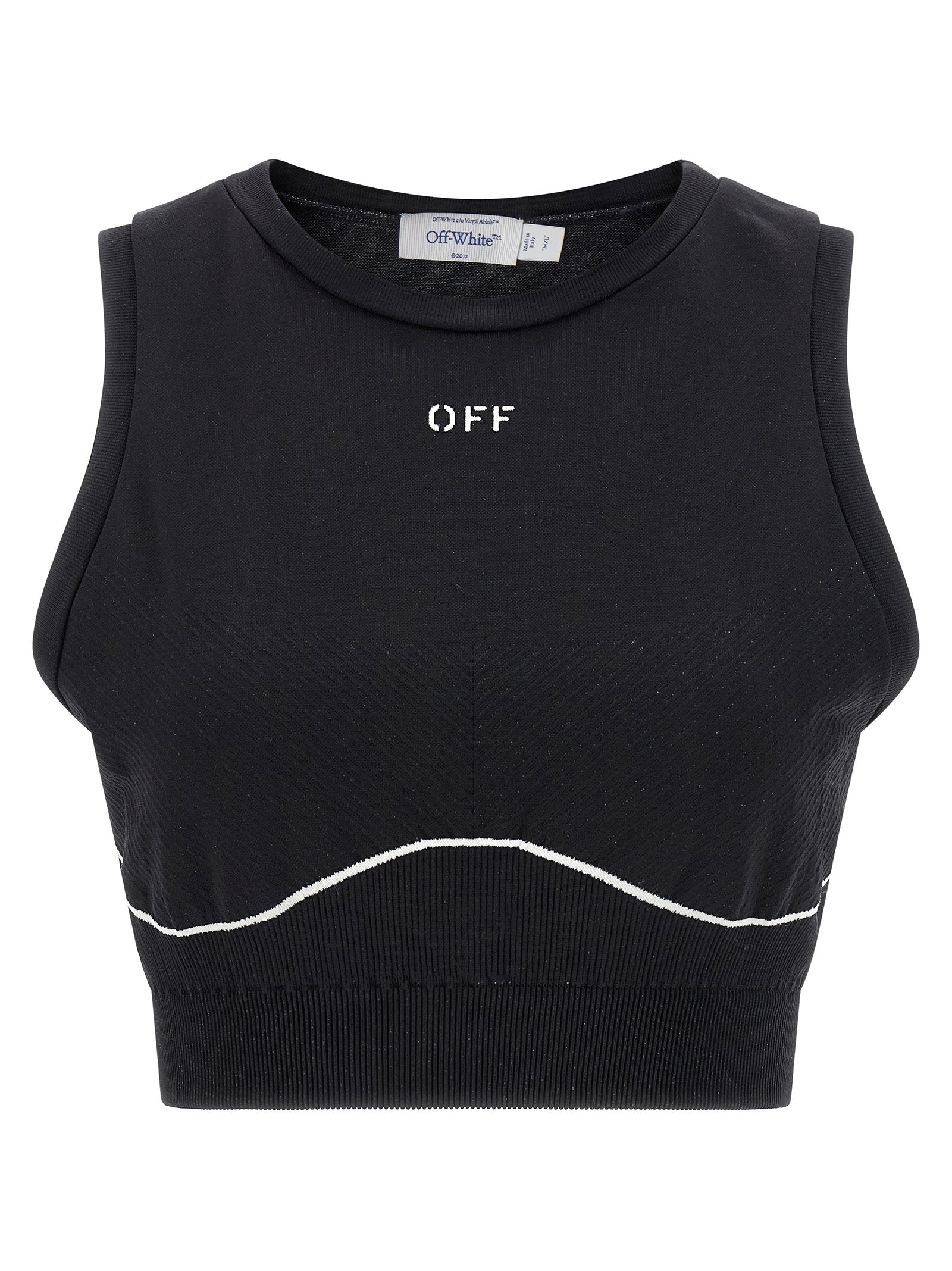 Off White Logo-Embroidered Knit Tank Top — Black