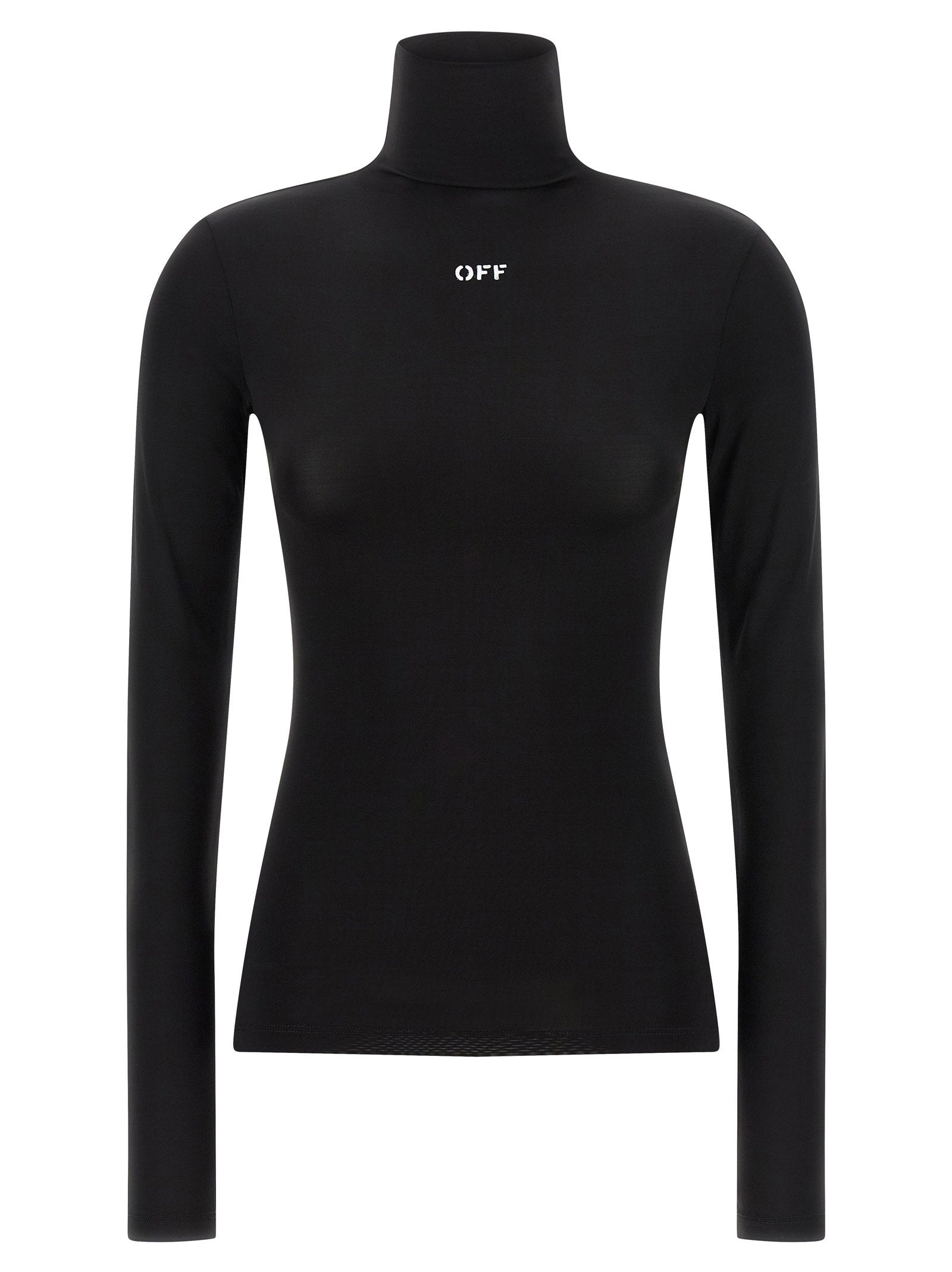 Off White Logo-Embroidered Turtleneck — Black