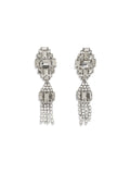Alessandra Rich Crystal Tassel Drop Drop Earrings — Silver