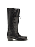 Paris Texas Lace-Up Calf Leather Boot — Black