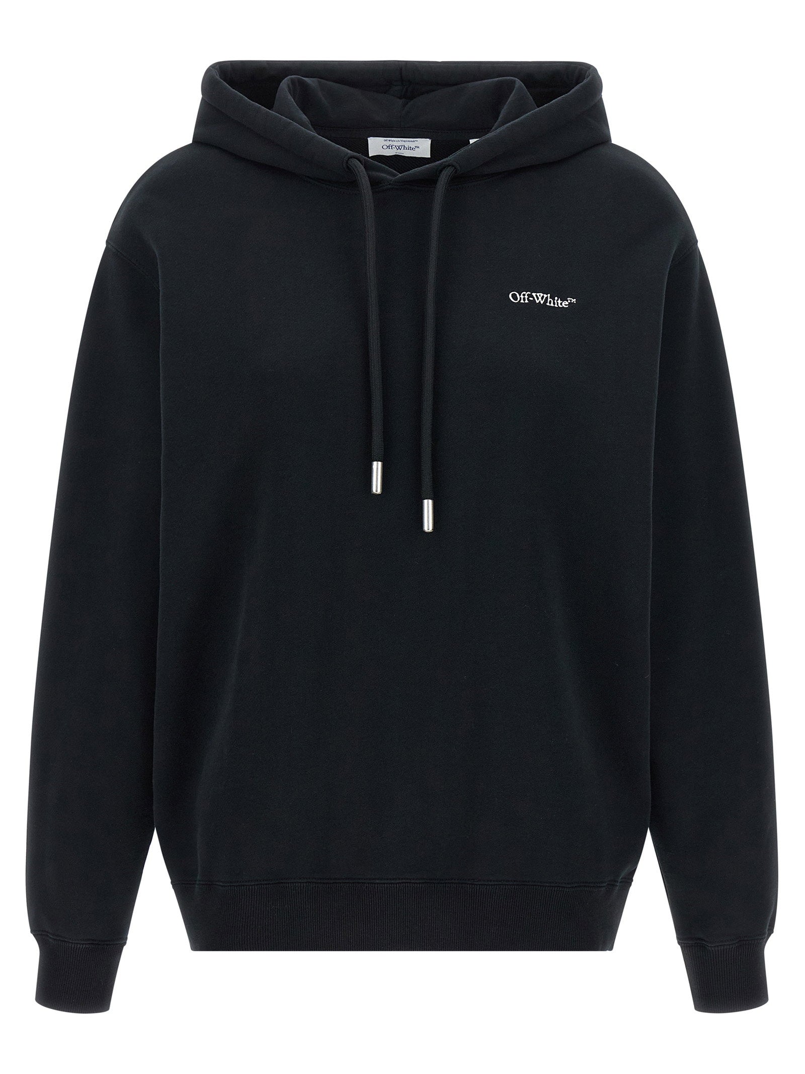 Off White Logo-Embroidered with Arrow & Floral Graphic Hoodie — Black