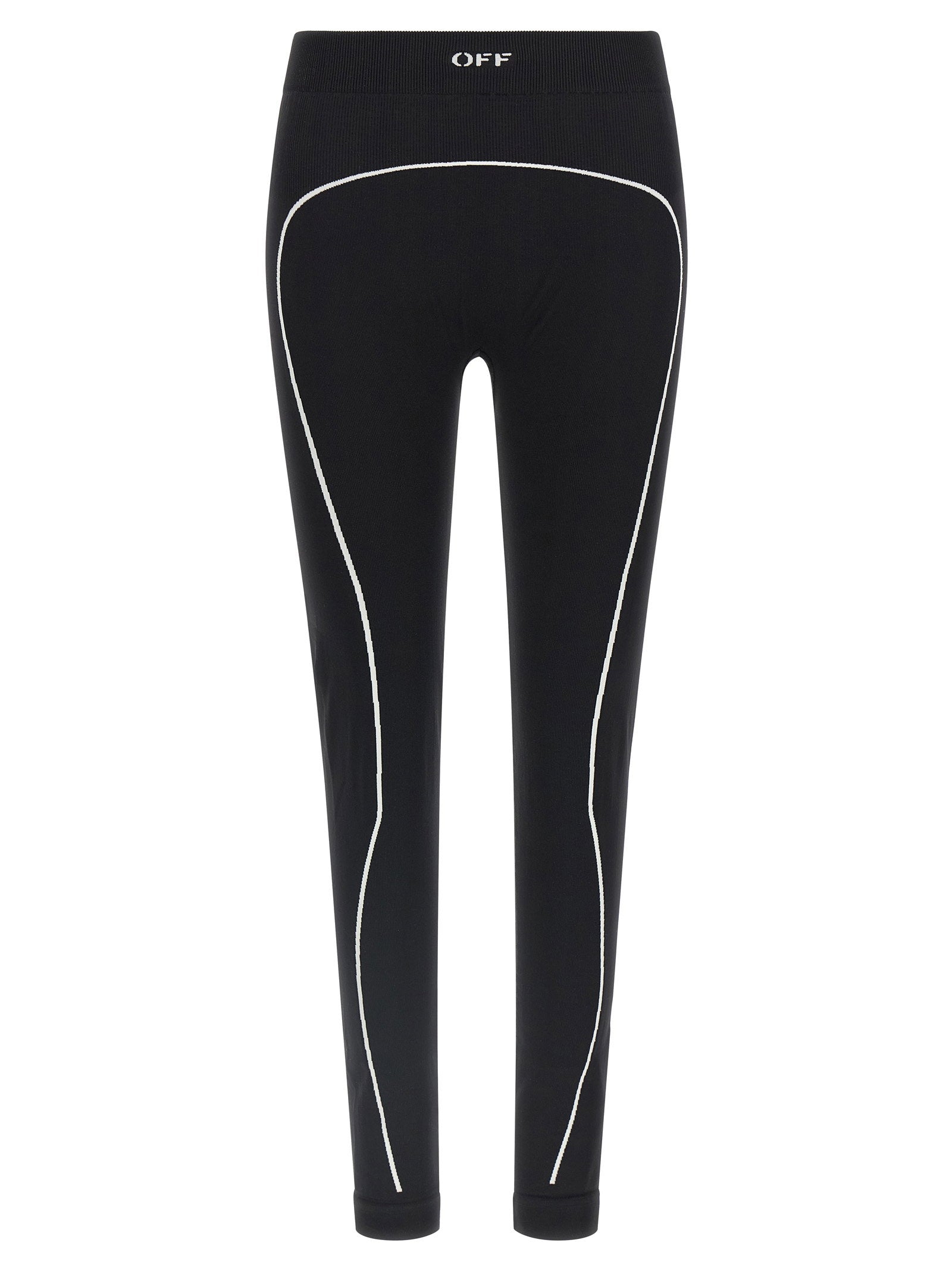 Off White Logo-Embroidered High-Waist Leggings — Black