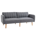 3 Seater Sofa Bed, Convertible Linen Fabric Sofa Couch with Adjustable Split Backrest, Grey