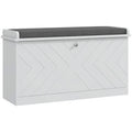 Entryway Shoe Bench with Flip Drawer, Seating Cushion & Adjustable Shelf for 8 Pairs, White
