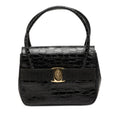 Croc Embossed Vara Bow Top Handle Bag
