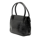 Croc Embossed Vara Bow Top Handle Bag