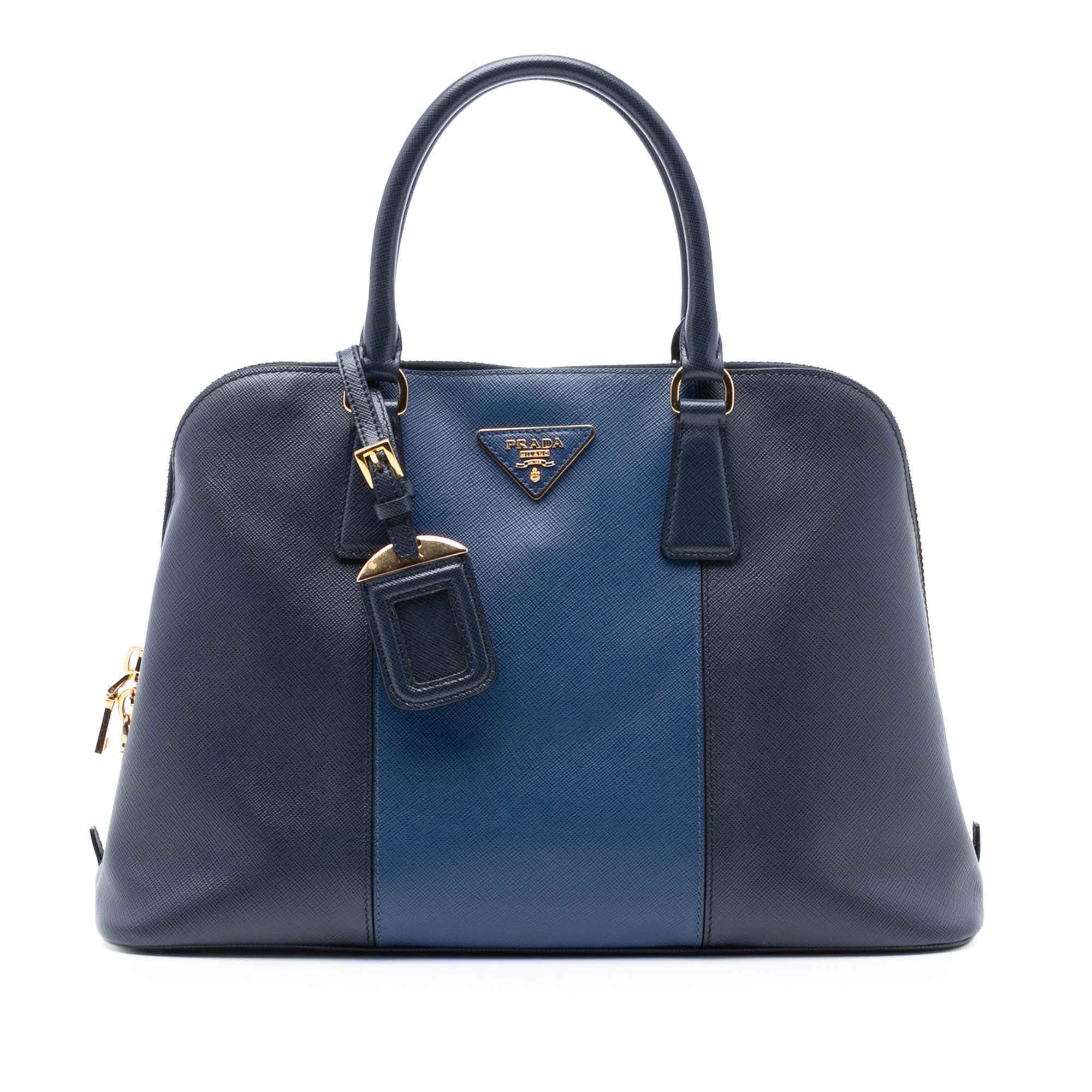 Medium Bicolor Saffiano Lux Promenade Satchel