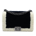 Medium Bicolor Shearling Boy Flap