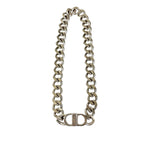 Silver Plated CD Logo Chain Link Necklace