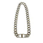 Silver Plated CD Logo Chain Link Necklace