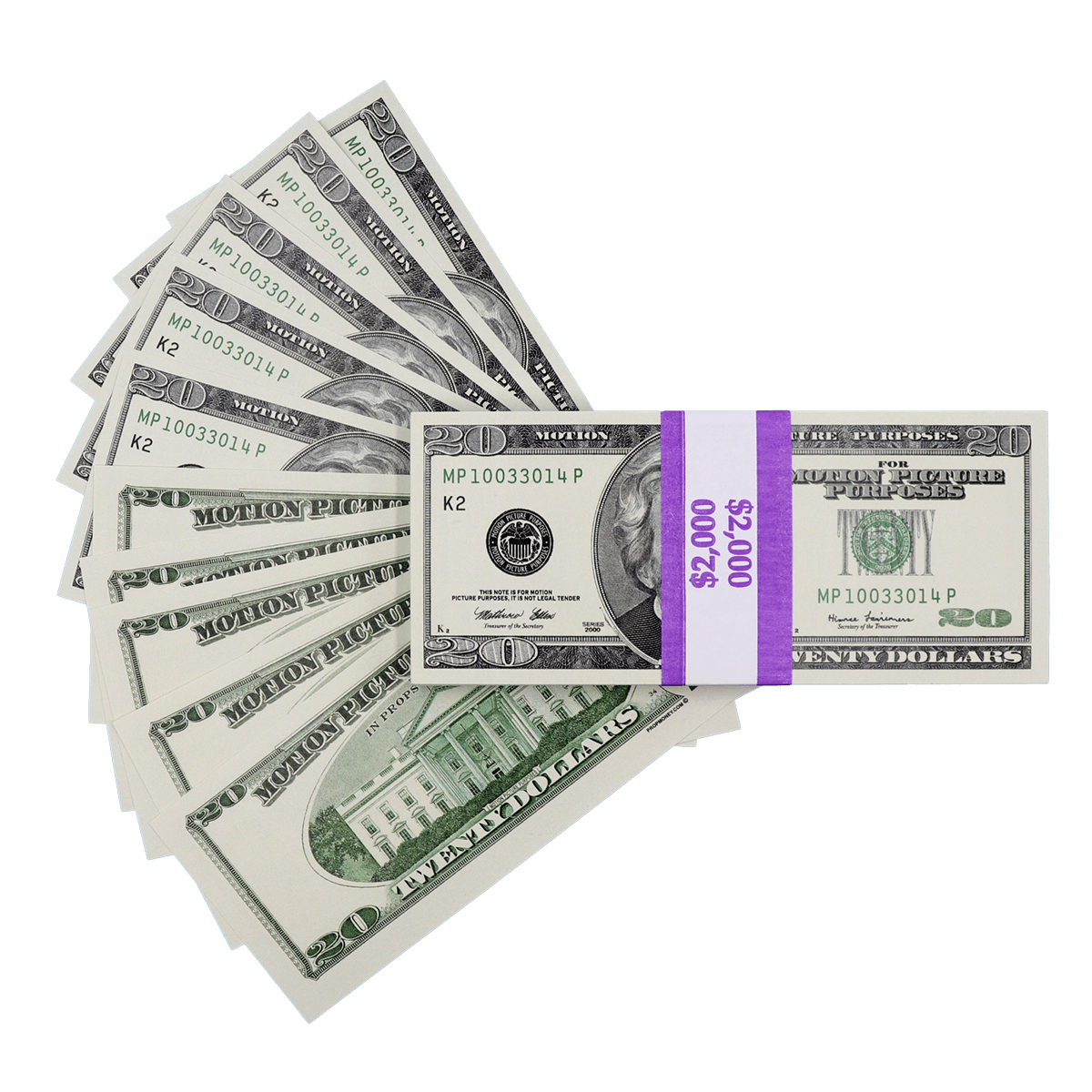 $2,000 Full Print 2000 Series Stack By Prop Money Inc.
