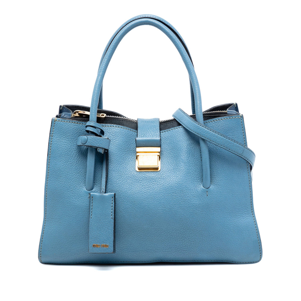 Goatskin Madras Push Lock Tote
