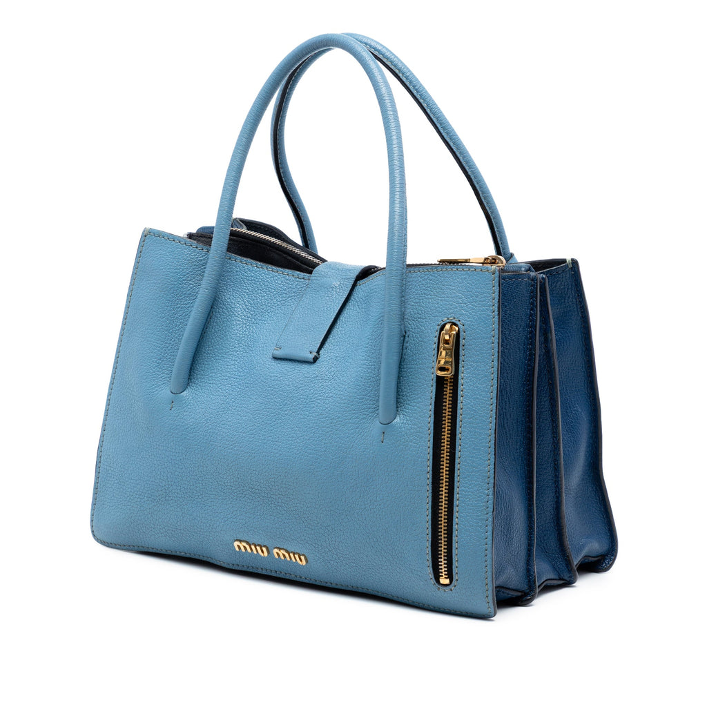 Goatskin Madras Push Lock Tote