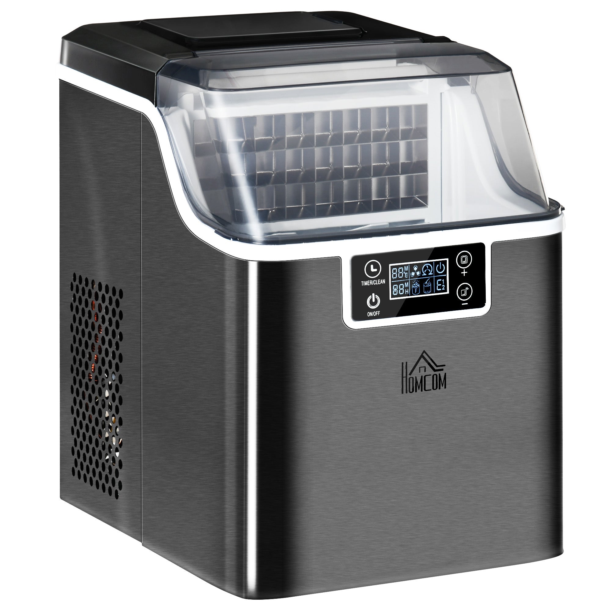 Ice Maker Machine Countertop, Stainless Steel Portable Ice Cube Maker, 3.2L, Black