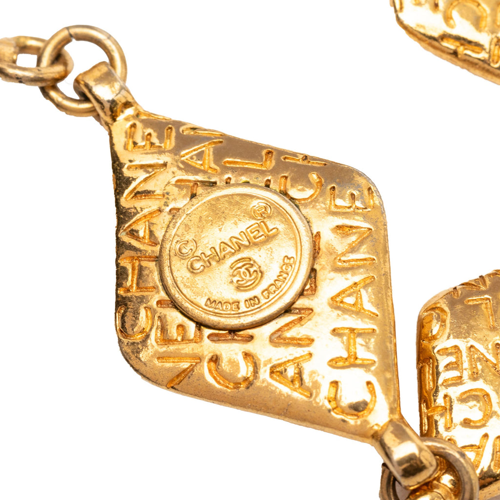 Gold Plated Logo Chain Necklace