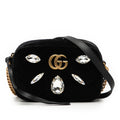 Mini GG Marmont Crystal Embellished Matelasse Velvet Crossbody