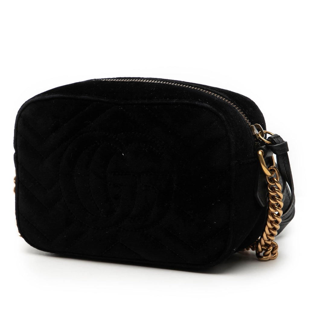 Mini GG Marmont Crystal Embellished Matelasse Velvet Crossbody