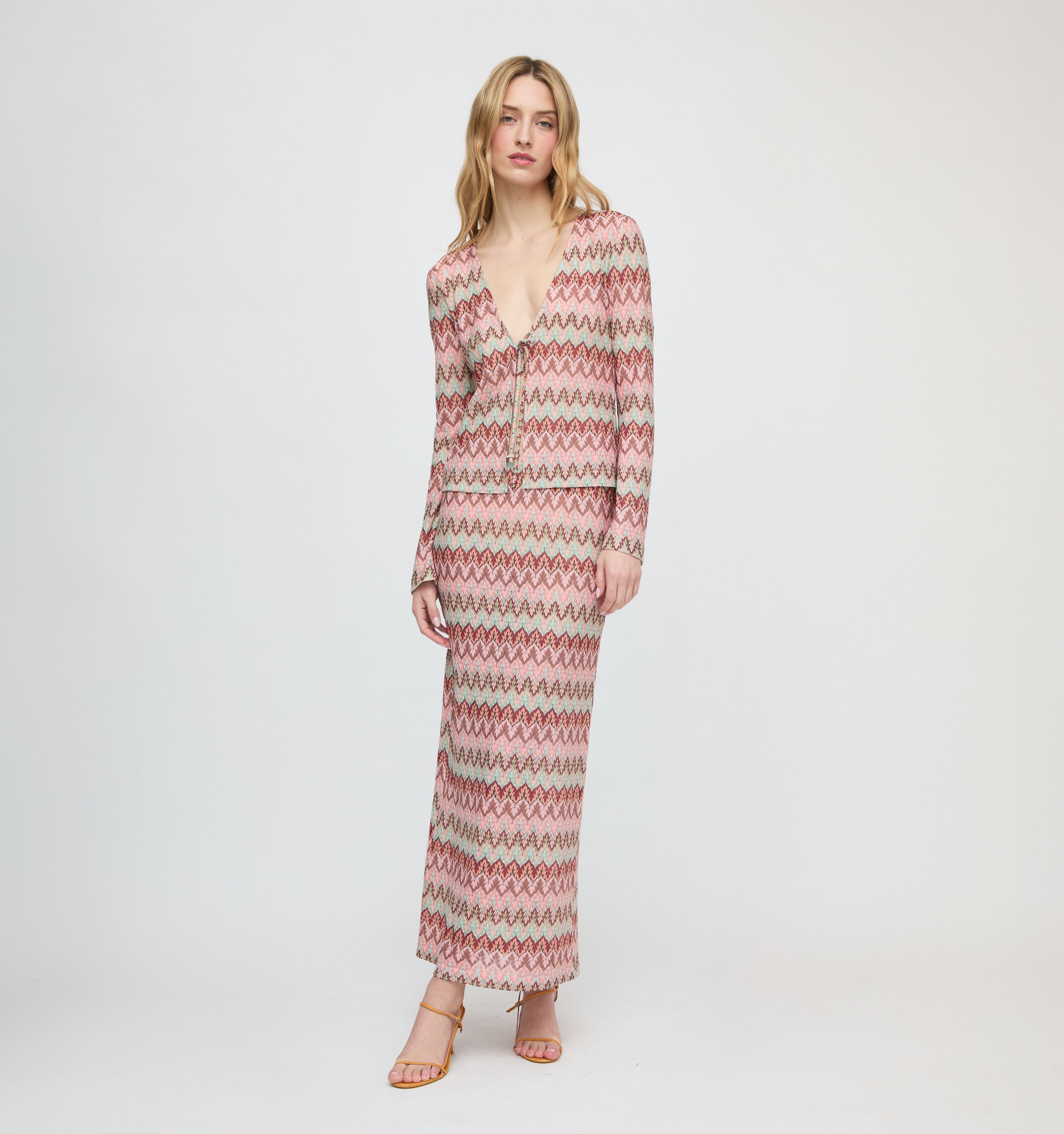 The Zoey Maxi Skirt / Pink Multi Smooth Shimmer Knit   By Hill House Home